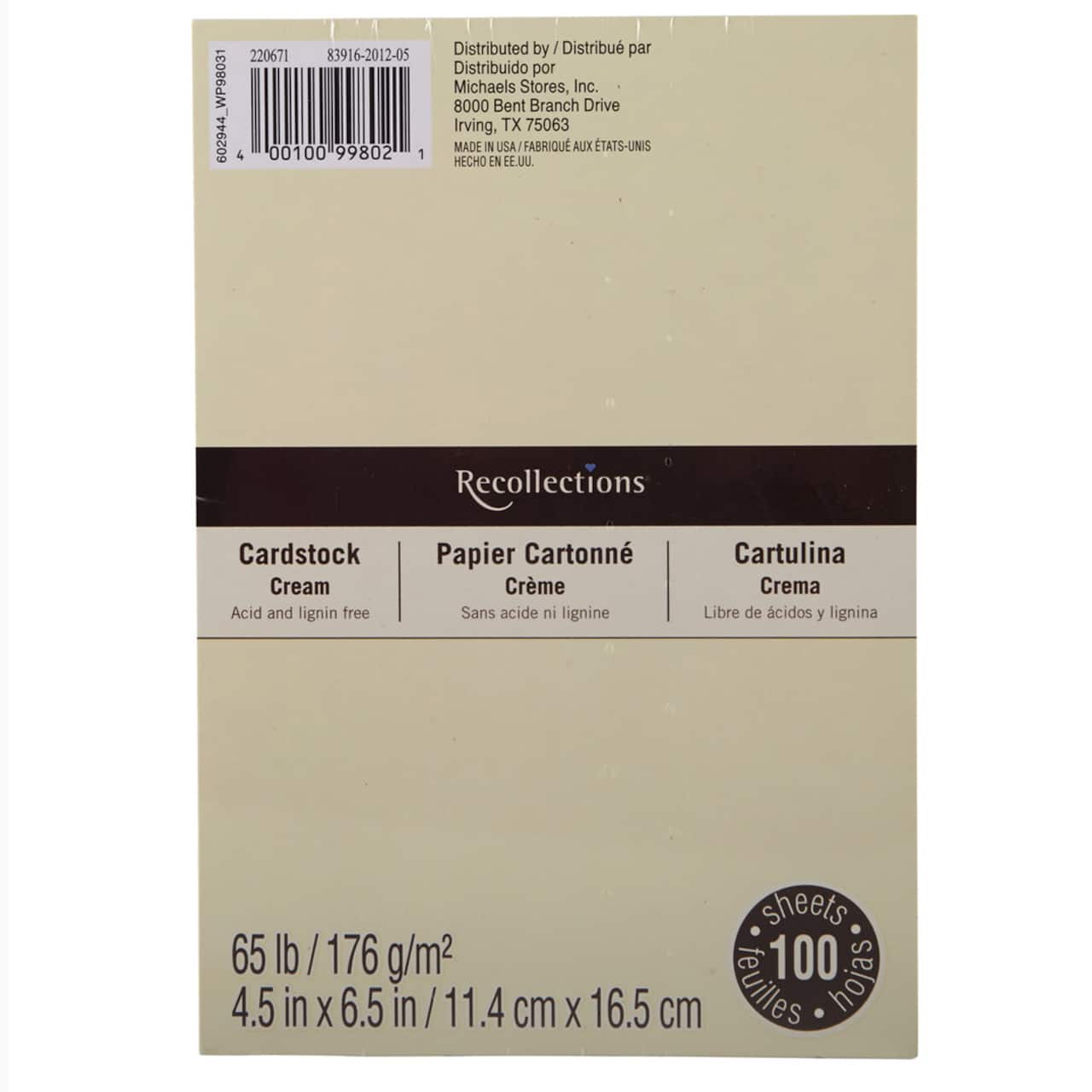 12 Packs: 100 ct. (1200 total) Cardstock Paper by Recollections™, 4.5" x 6.5"